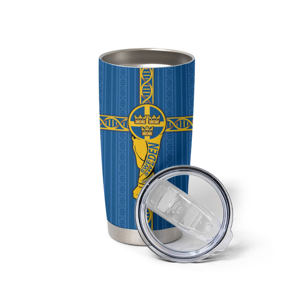 Custom Sweden Football Tumbler Cup Three Crowns Golden DNA Trophy
