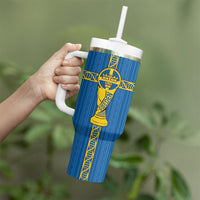 Custom Sweden Football Tumbler With Handle Three Crowns Golden DNA Trophy