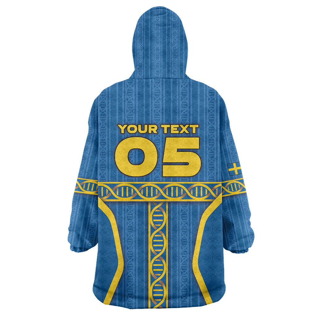 Custom Sweden Football Wearable Blanket Hoodie Three Crowns Golden DNA Trophy