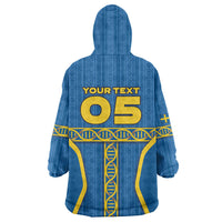 Custom Sweden Football Wearable Blanket Hoodie Three Crowns Golden DNA Trophy