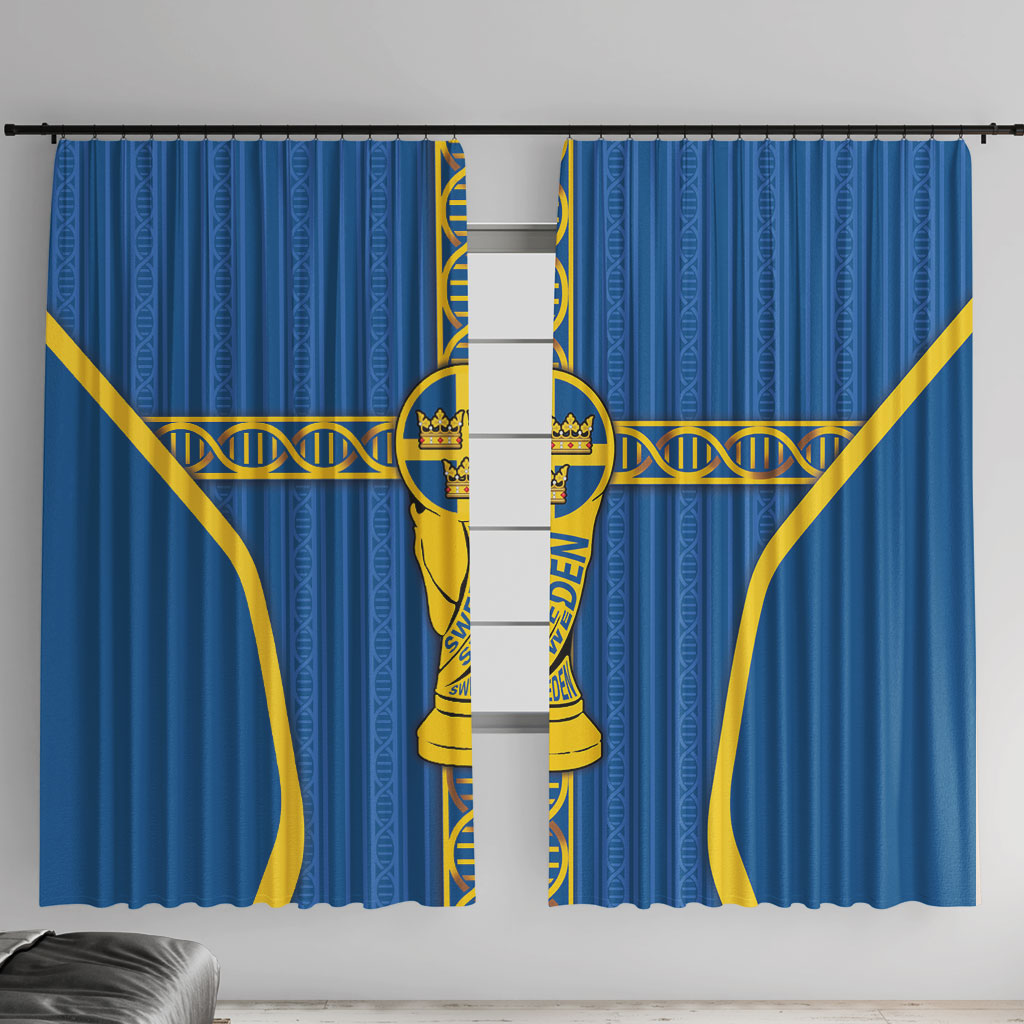 Sweden Football Window Curtain Three Crowns Golden DNA Trophy