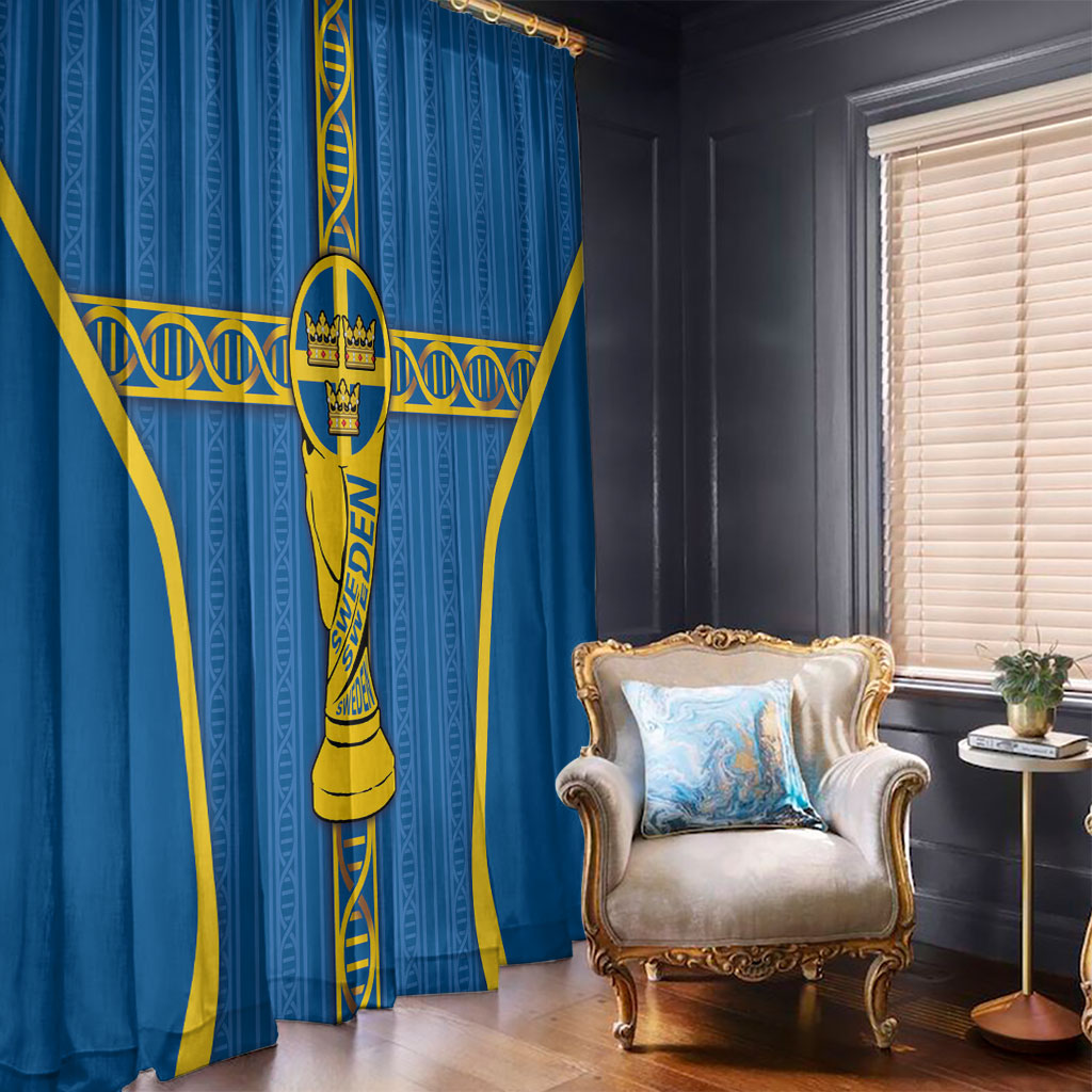 Sweden Football Window Curtain Three Crowns Golden DNA Trophy