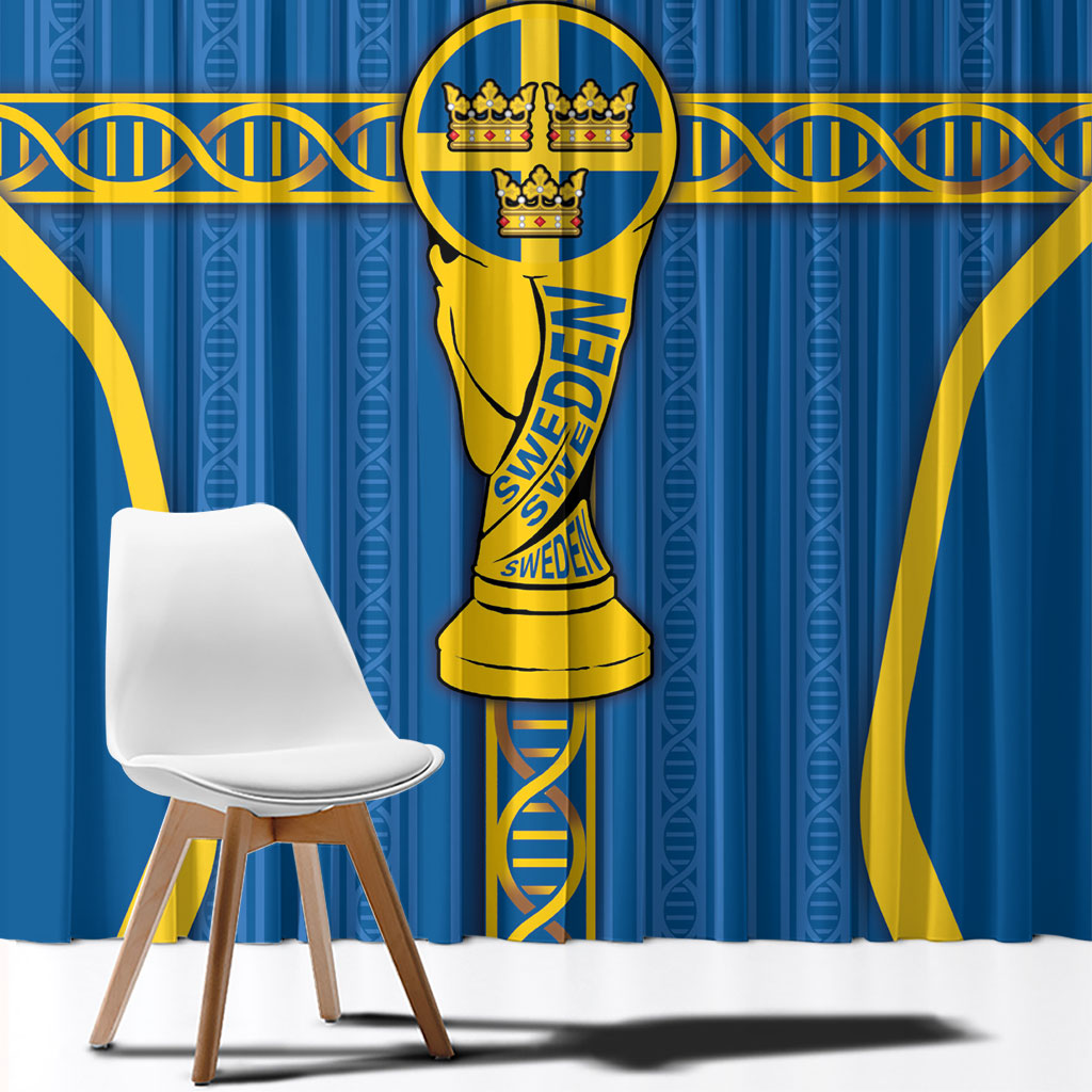 Sweden Football Window Curtain Three Crowns Golden DNA Trophy
