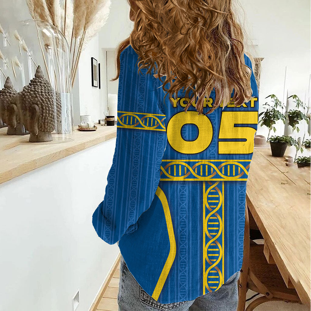Custom Sweden Football Women Casual Shirt Three Crowns Golden DNA Trophy