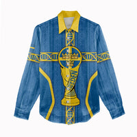 Custom Sweden Football Women Casual Shirt Three Crowns Golden DNA Trophy