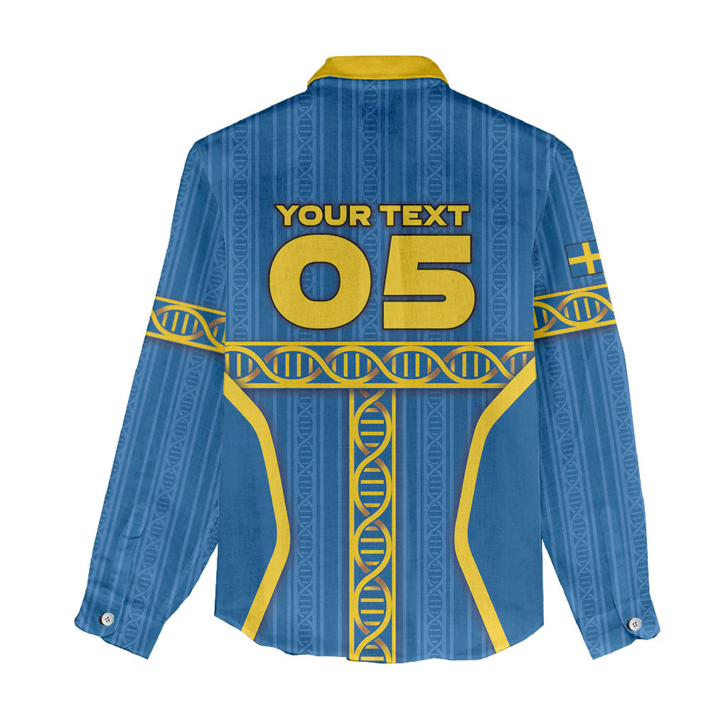 Custom Sweden Football Women Casual Shirt Three Crowns Golden DNA Trophy