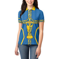 Custom Sweden Football Women Polo Shirt Three Crowns Golden DNA Trophy