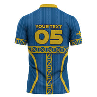Custom Sweden Football Zipper Polo Shirt Three Crowns Golden DNA Trophy