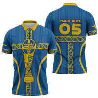 Custom Sweden Football Zipper Polo Shirt Three Crowns Golden DNA Trophy