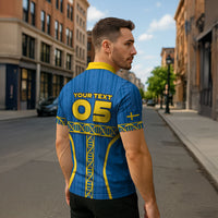 Custom Sweden Football Zipper Polo Shirt Three Crowns Golden DNA Trophy