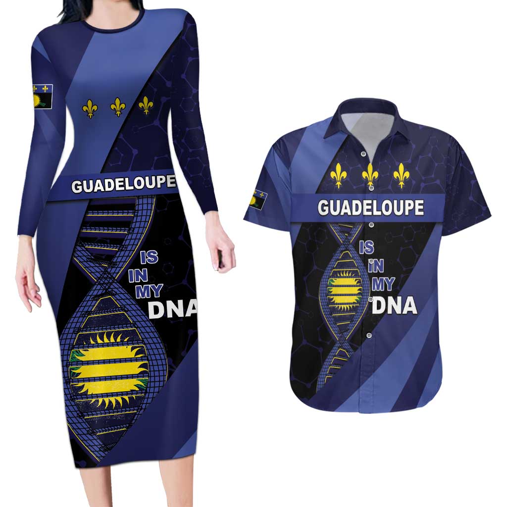 Guadeloupe Is In My DNA Couples Matching Long Sleeve Bodycon Dress and Hawaiian Shirt - Wonder Print Shop
