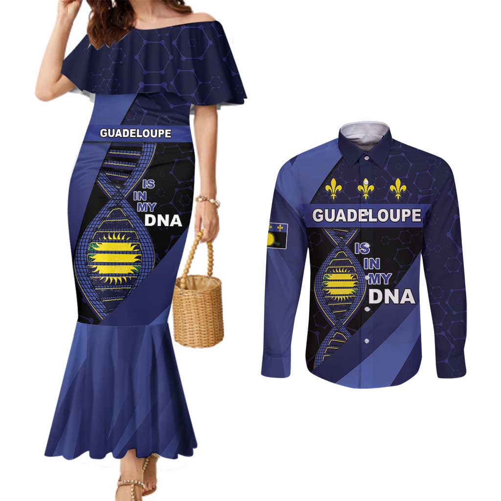 Guadeloupe Is In My DNA Couples Matching Mermaid Dress and Long Sleeve Button Shirt - Wonder Print Shop