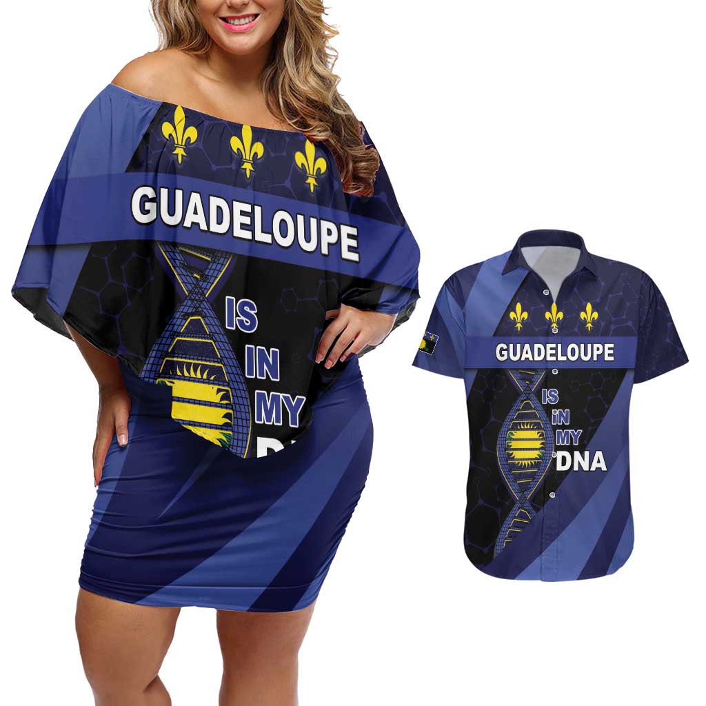 Guadeloupe Is In My DNA Couples Matching Off Shoulder Short Dress and Hawaiian Shirt - Wonder Print Shop