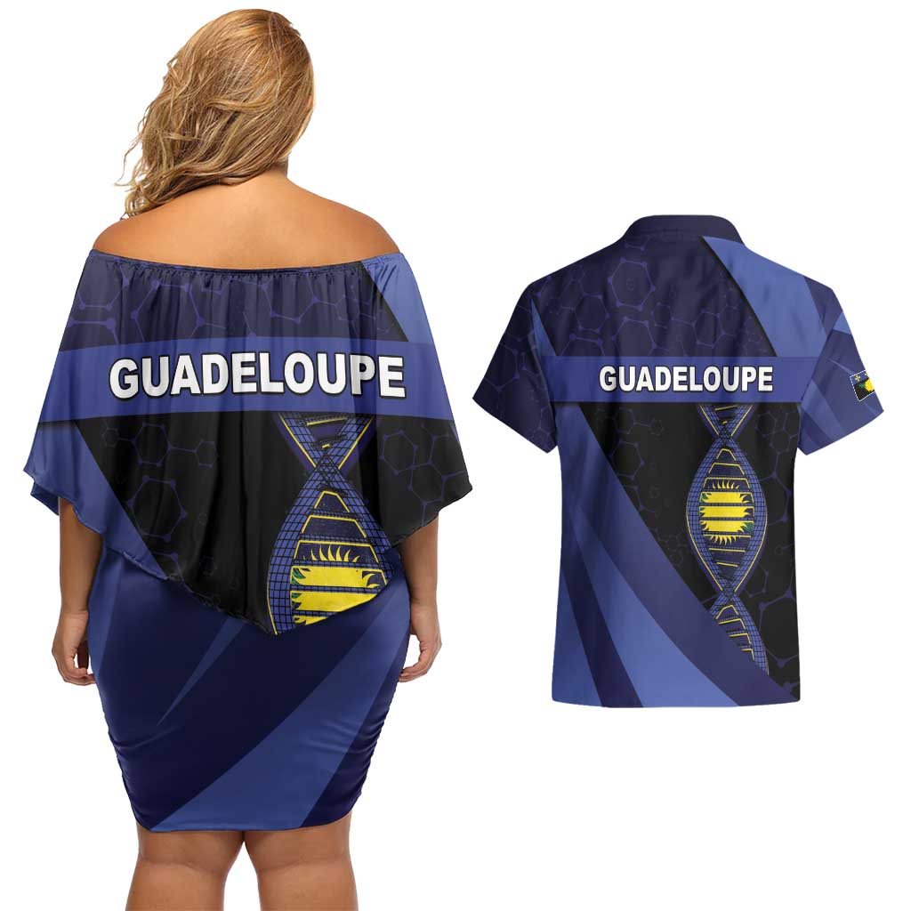 Guadeloupe Is In My DNA Couples Matching Off Shoulder Short Dress and Hawaiian Shirt - Wonder Print Shop