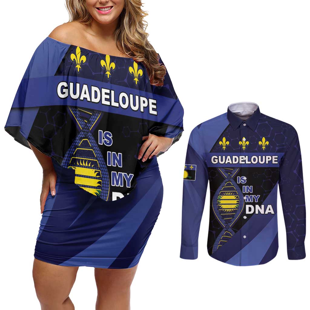 Guadeloupe Is In My DNA Couples Matching Off Shoulder Short Dress and Long Sleeve Button Shirt - Wonder Print Shop