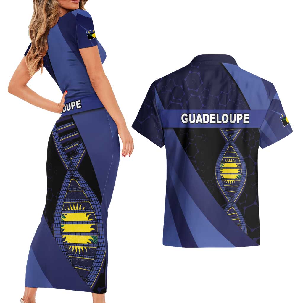 Guadeloupe Is In My DNA Couples Matching Short Sleeve Bodycon Dress and Hawaiian Shirt - Wonder Print Shop
