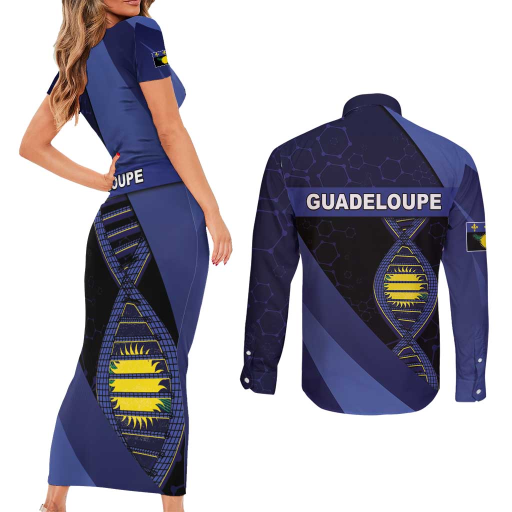Guadeloupe Is In My DNA Couples Matching Short Sleeve Bodycon Dress and Long Sleeve Button Shirt - Wonder Print Shop