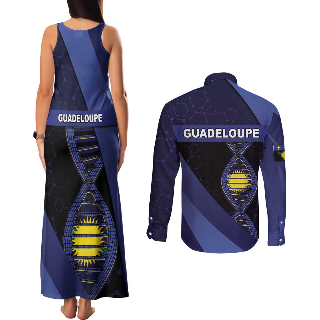 Guadeloupe Is In My DNA Couples Matching Tank Maxi Dress and Long Sleeve Button Shirt - Wonder Print Shop