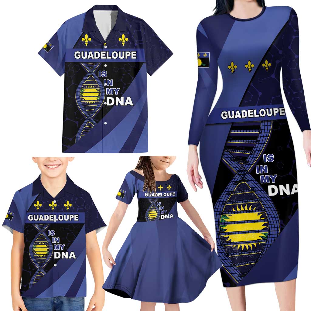 Guadeloupe Is In My DNA Family Matching Long Sleeve Bodycon Dress and Hawaiian Shirt - Wonder Print Shop