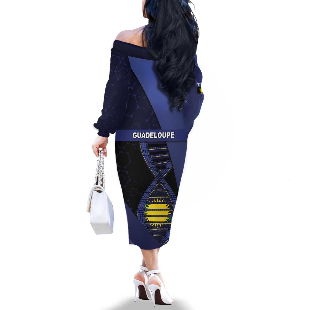 Guadeloupe Is In My DNA Family Matching Off The Shoulder Long Sleeve Dress and Hawaiian Shirt - Wonder Print Shop