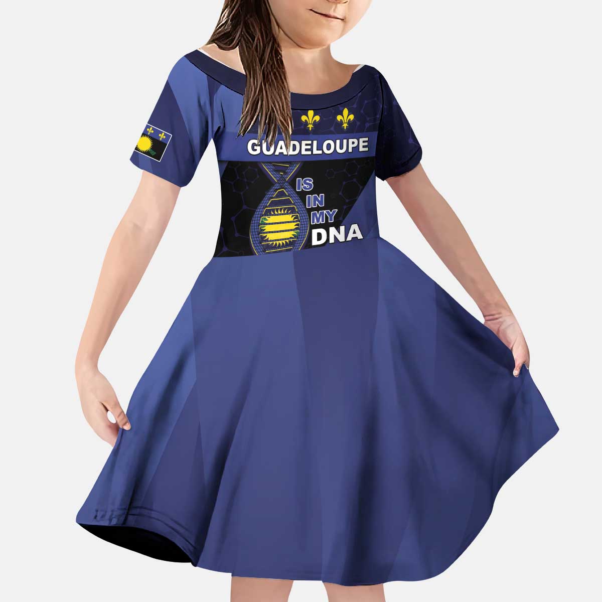 Guadeloupe Is In My DNA Kid Short Sleeve Dress - Wonder Print Shop