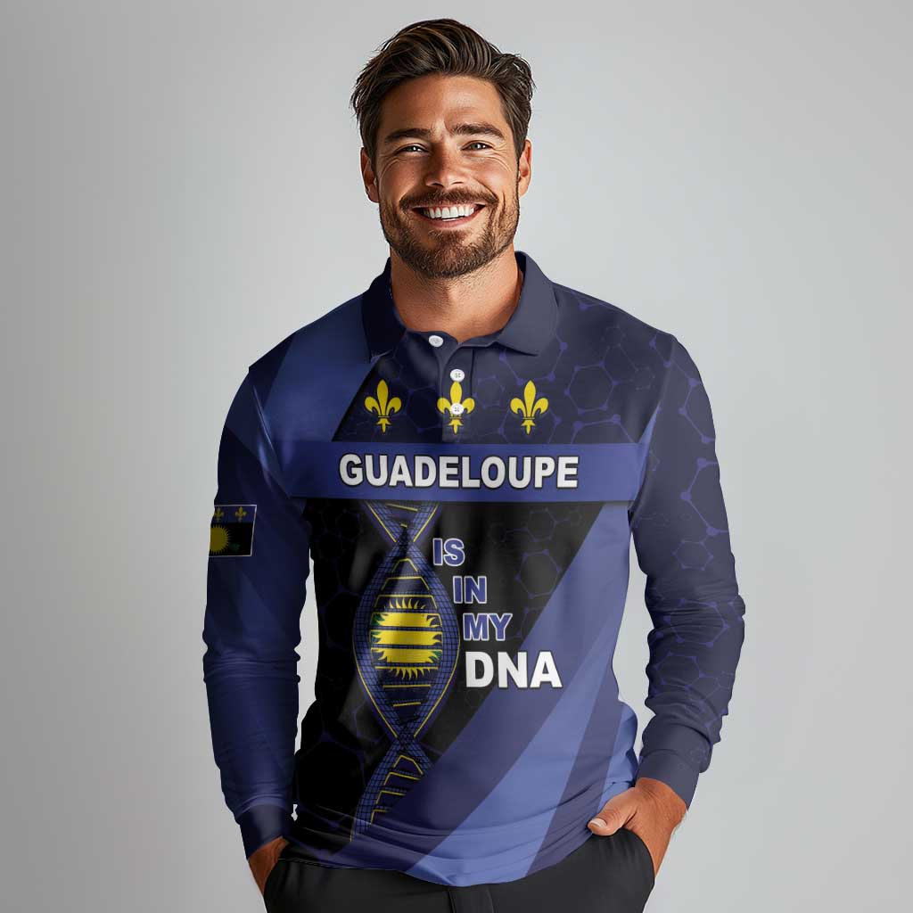 Guadeloupe Is In My DNA Long Sleeve Polo Shirt - Wonder Print Shop