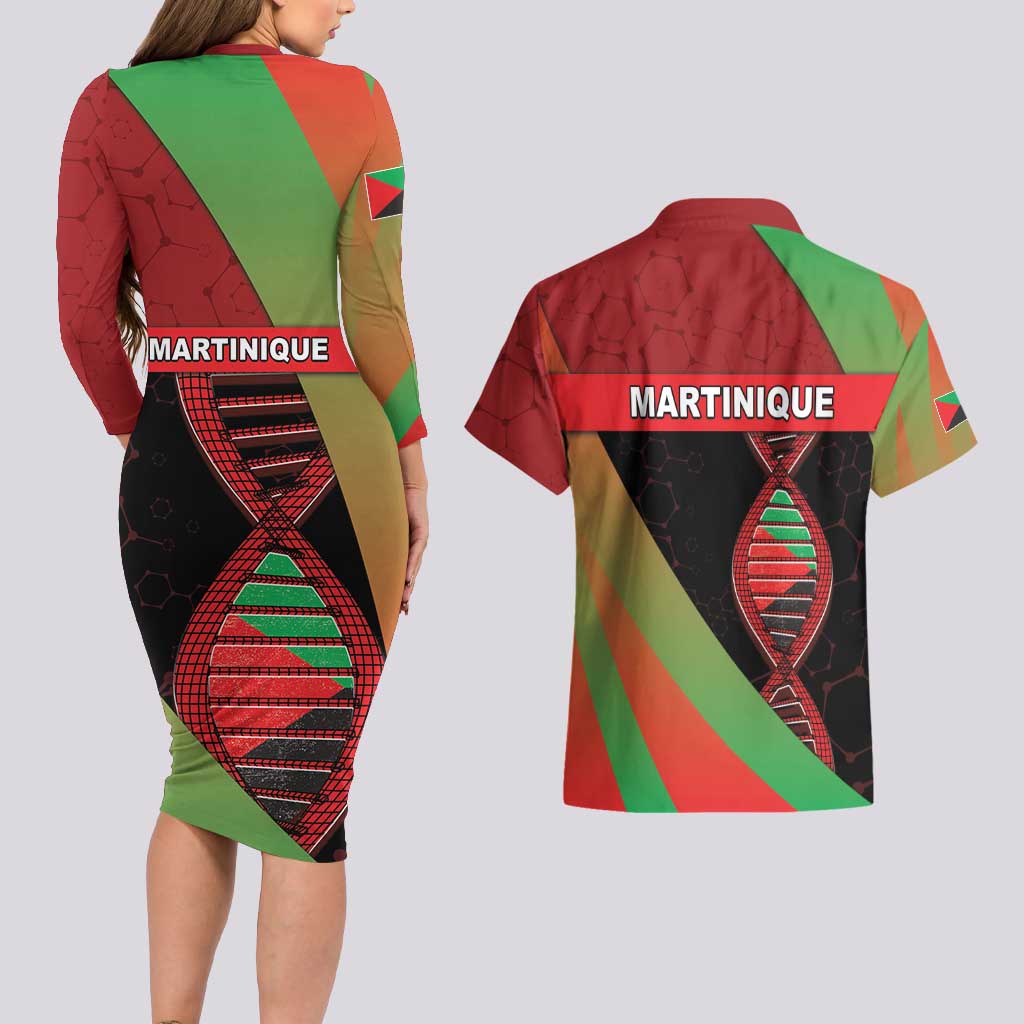 Martinique Is In My DNA Couples Matching Long Sleeve Bodycon Dress and Hawaiian Shirt - Wonder Print Shop