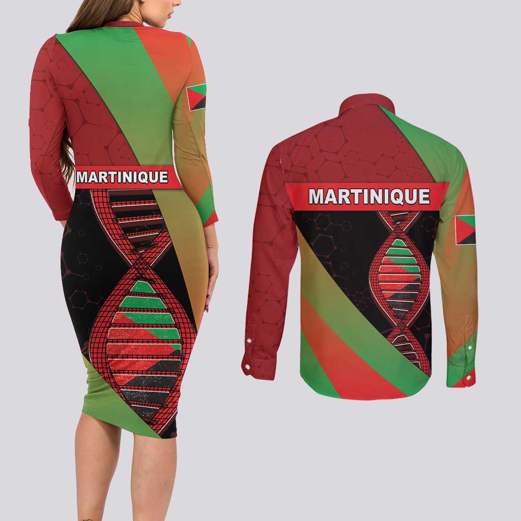 Martinique Is In My DNA Couples Matching Long Sleeve Bodycon Dress and Long Sleeve Button Shirt - Wonder Print Shop