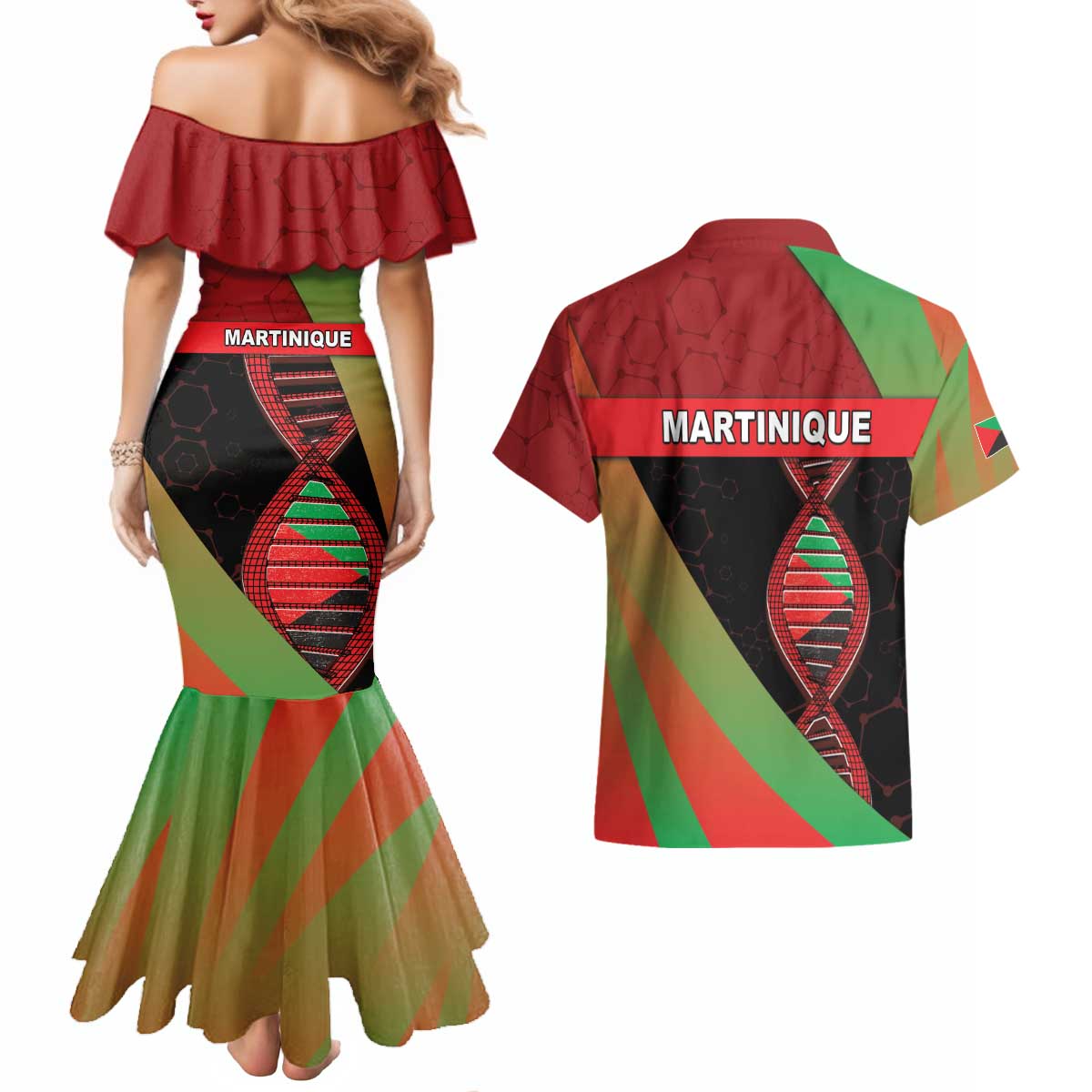 Martinique Is In My DNA Couples Matching Mermaid Dress and Hawaiian Shirt - Wonder Print Shop