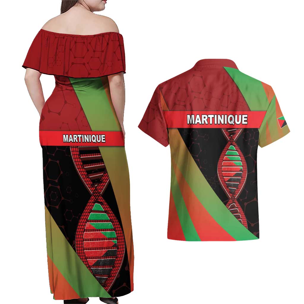 Martinique Is In My DNA Couples Matching Off Shoulder Maxi Dress and Hawaiian Shirt - Wonder Print Shop