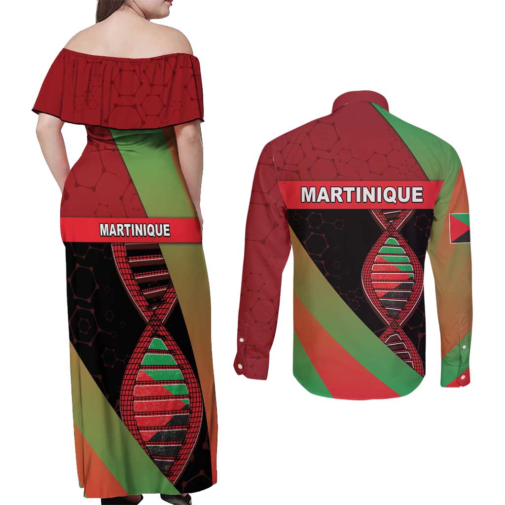 Martinique Is In My DNA Couples Matching Off Shoulder Maxi Dress and Long Sleeve Button Shirt - Wonder Print Shop
