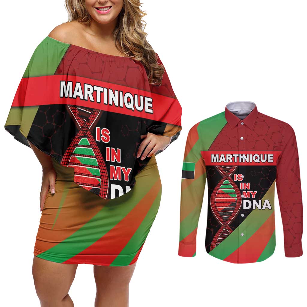 Martinique Is In My DNA Couples Matching Off Shoulder Short Dress and Long Sleeve Button Shirt - Wonder Print Shop