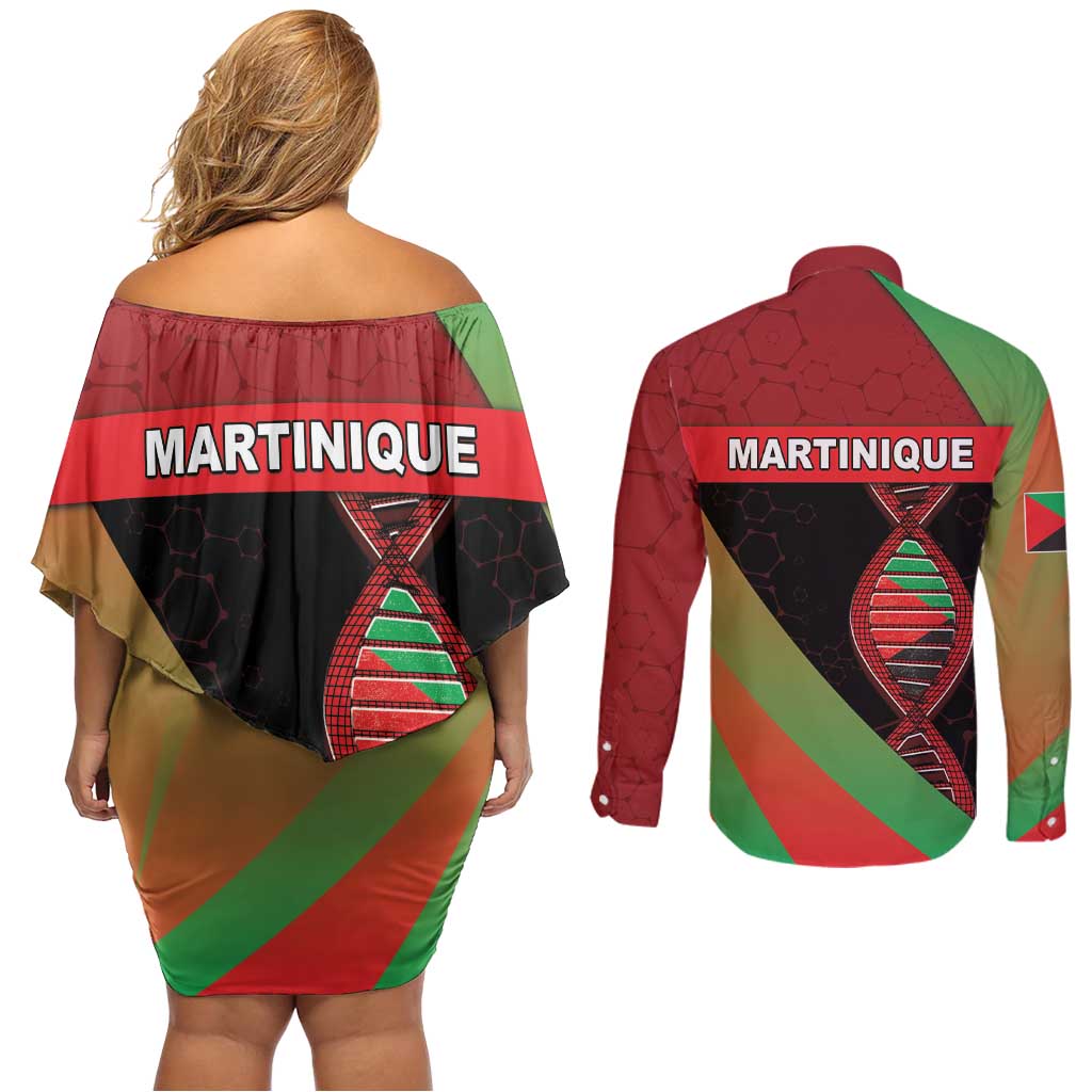 Martinique Is In My DNA Couples Matching Off Shoulder Short Dress and Long Sleeve Button Shirt - Wonder Print Shop