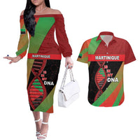 Martinique Is In My DNA Couples Matching Off The Shoulder Long Sleeve Dress and Hawaiian Shirt - Wonder Print Shop