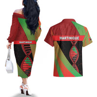 Martinique Is In My DNA Couples Matching Off The Shoulder Long Sleeve Dress and Hawaiian Shirt - Wonder Print Shop