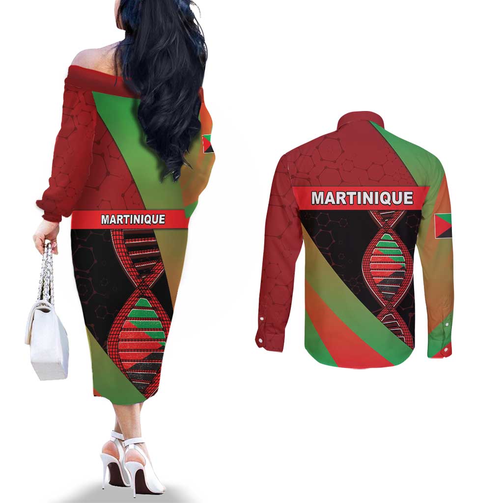 Martinique Is In My DNA Couples Matching Off The Shoulder Long Sleeve Dress and Long Sleeve Button Shirt - Wonder Print Shop