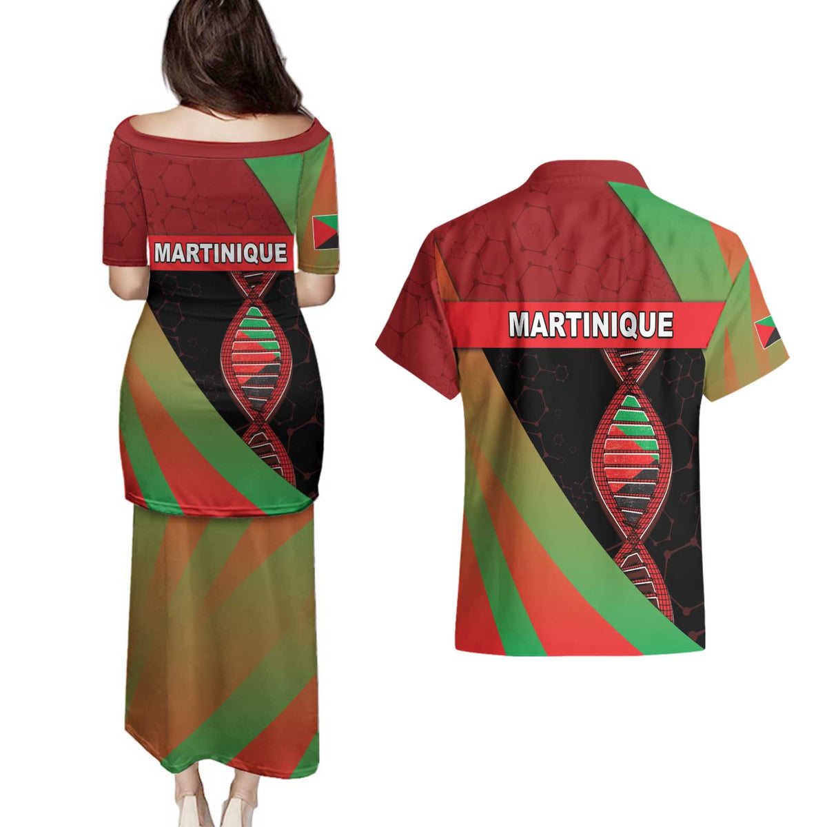 Martinique Is In My DNA Couples Matching Puletasi and Hawaiian Shirt - Wonder Print Shop