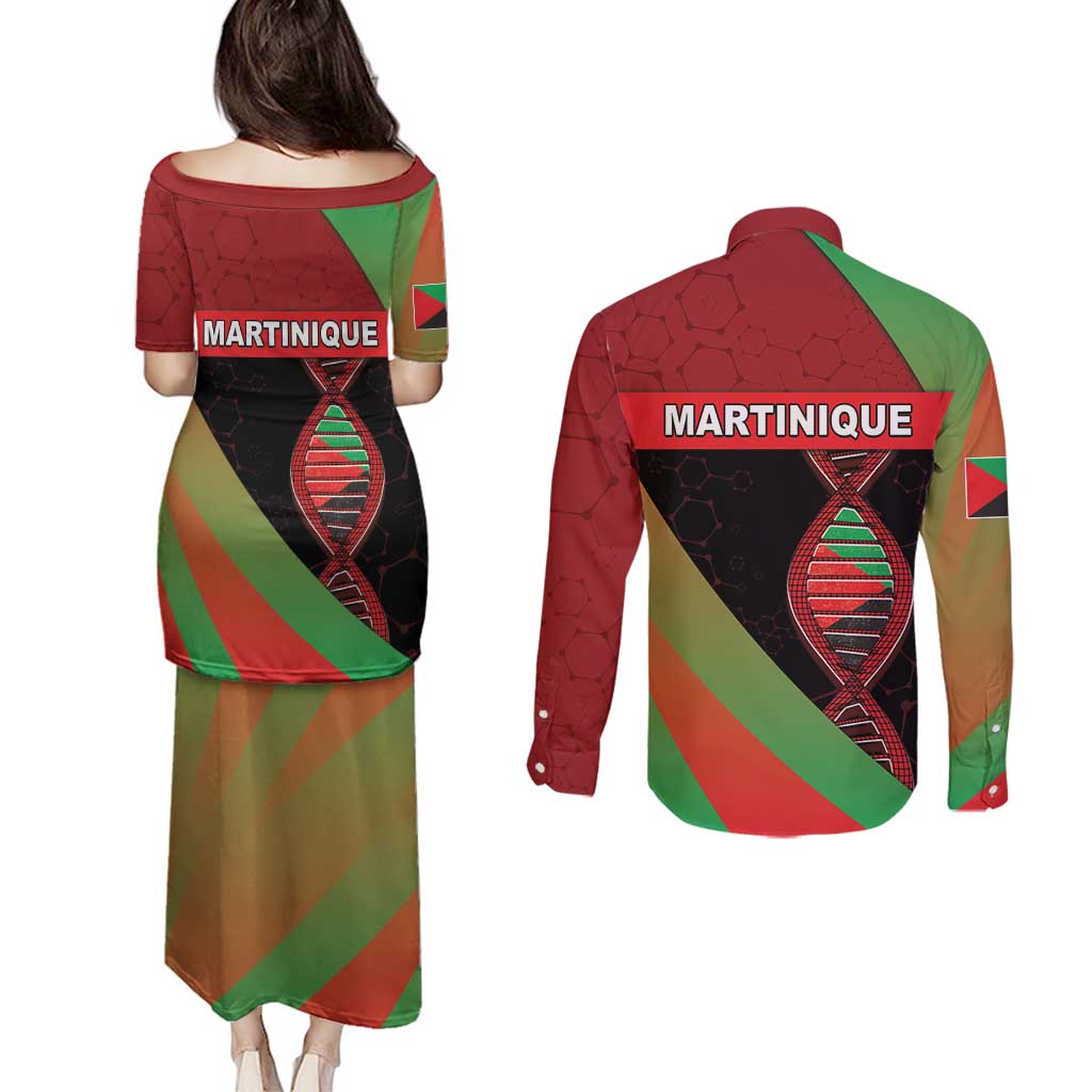 Martinique Is In My DNA Couples Matching Puletasi and Long Sleeve Button Shirt - Wonder Print Shop