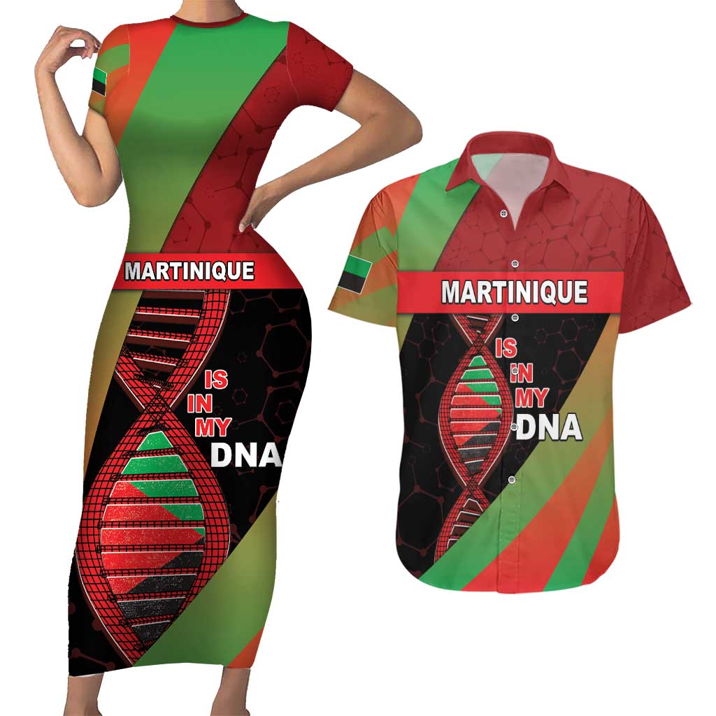 Martinique Is In My DNA Couples Matching Short Sleeve Bodycon Dress and Hawaiian Shirt - Wonder Print Shop