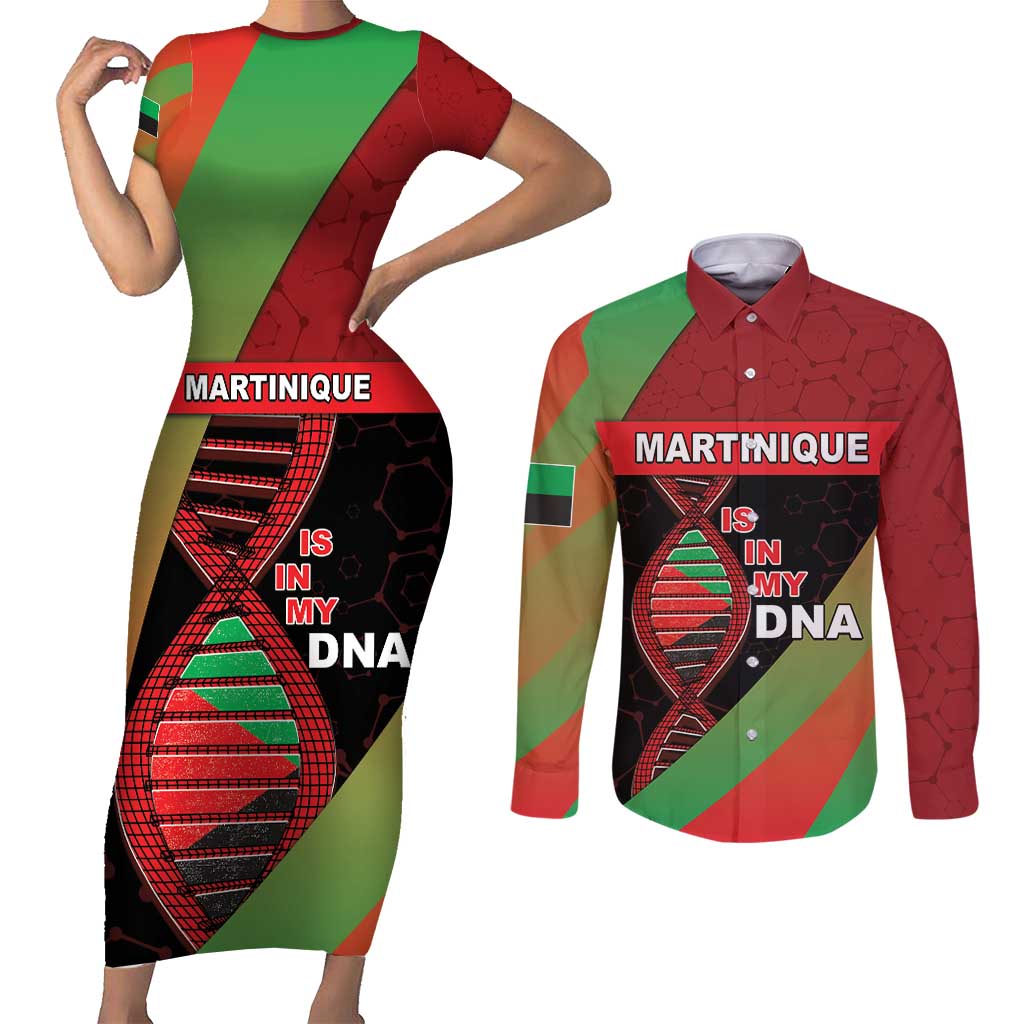 Martinique Is In My DNA Couples Matching Short Sleeve Bodycon Dress and Long Sleeve Button Shirt - Wonder Print Shop