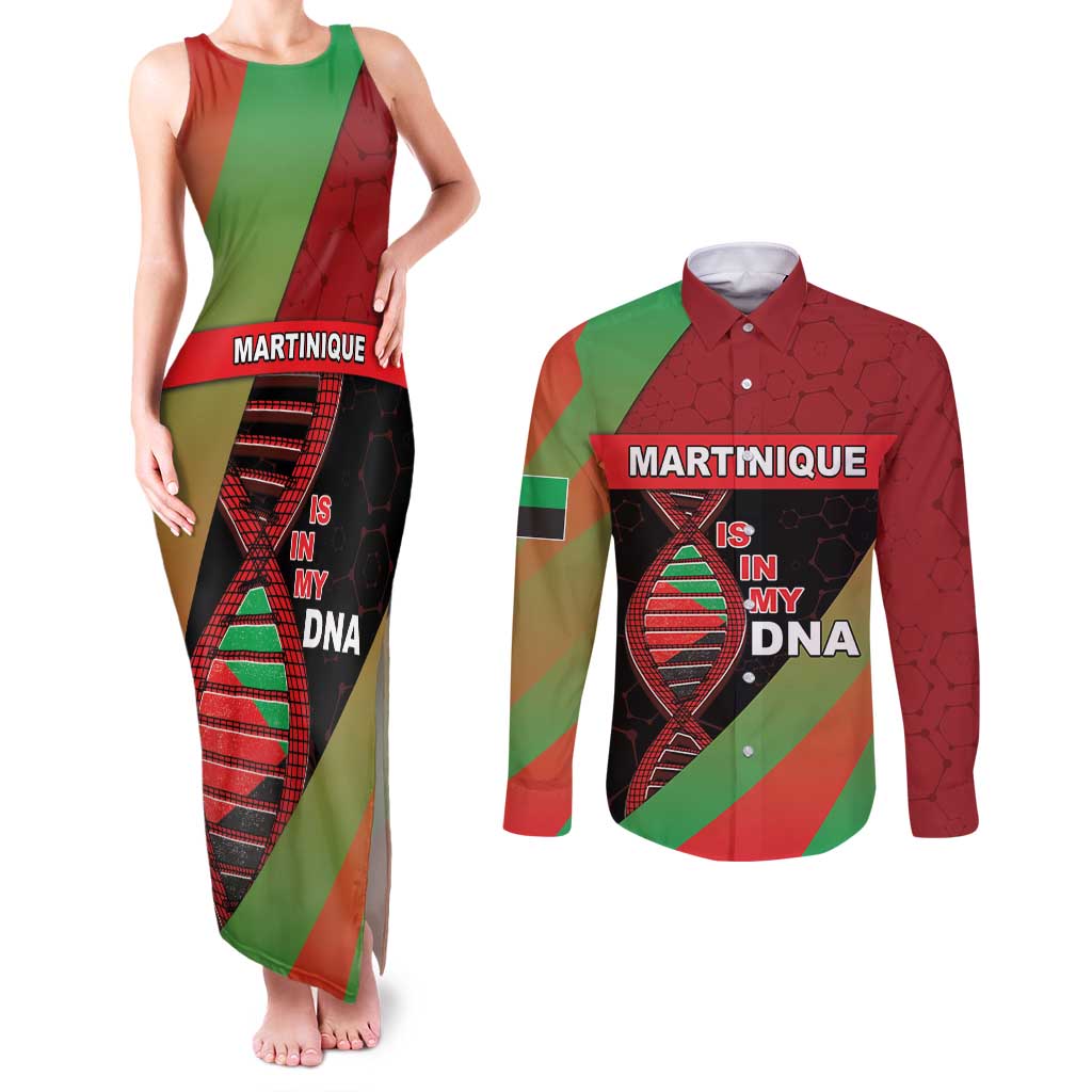 Martinique Is In My DNA Couples Matching Tank Maxi Dress and Long Sleeve Button Shirt - Wonder Print Shop