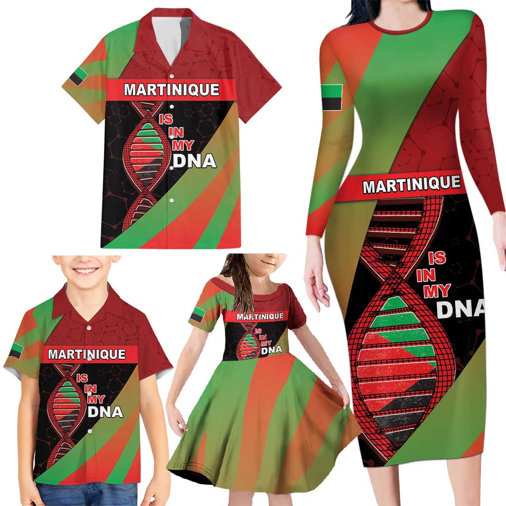 Martinique Is In My DNA Family Matching Long Sleeve Bodycon Dress and Hawaiian Shirt - Wonder Print Shop