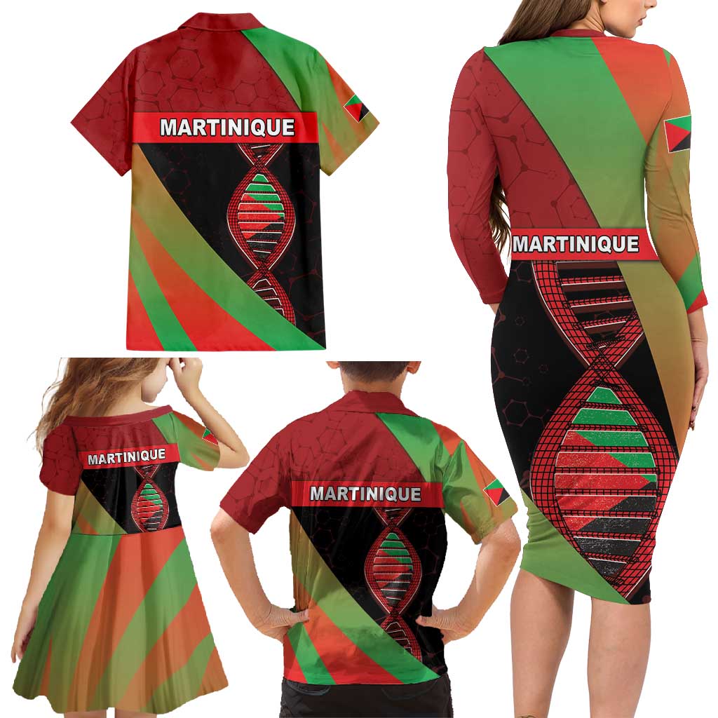 Martinique Is In My DNA Family Matching Long Sleeve Bodycon Dress and Hawaiian Shirt - Wonder Print Shop