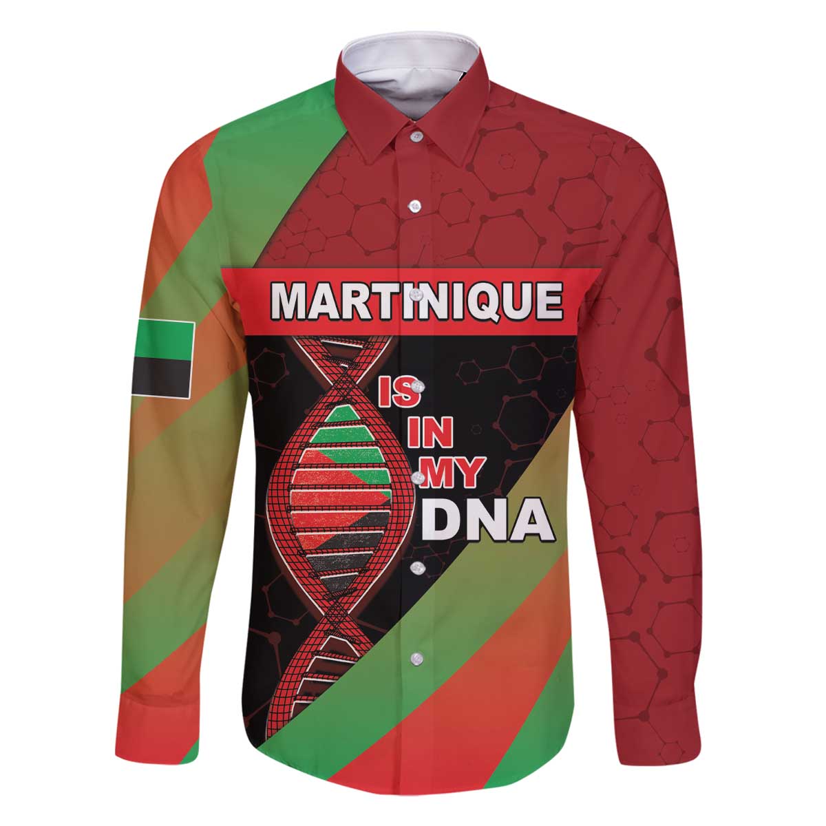 Martinique Is In My DNA Family Matching Off The Shoulder Long Sleeve Dress and Hawaiian Shirt - Wonder Print Shop