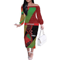 Martinique Is In My DNA Family Matching Off The Shoulder Long Sleeve Dress and Hawaiian Shirt - Wonder Print Shop