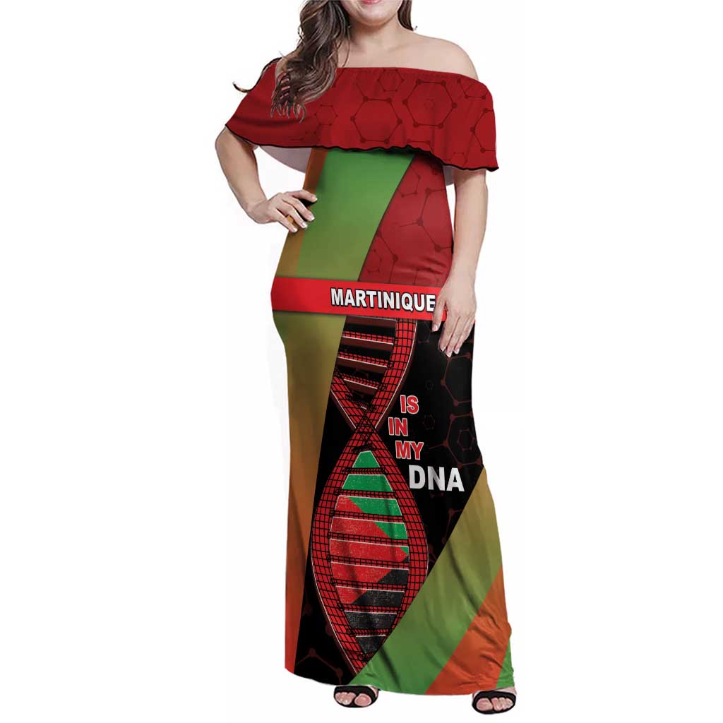 Martinique Is In My DNA Family Matching Off Shoulder Maxi Dress and Hawaiian Shirt - Wonder Print Shop