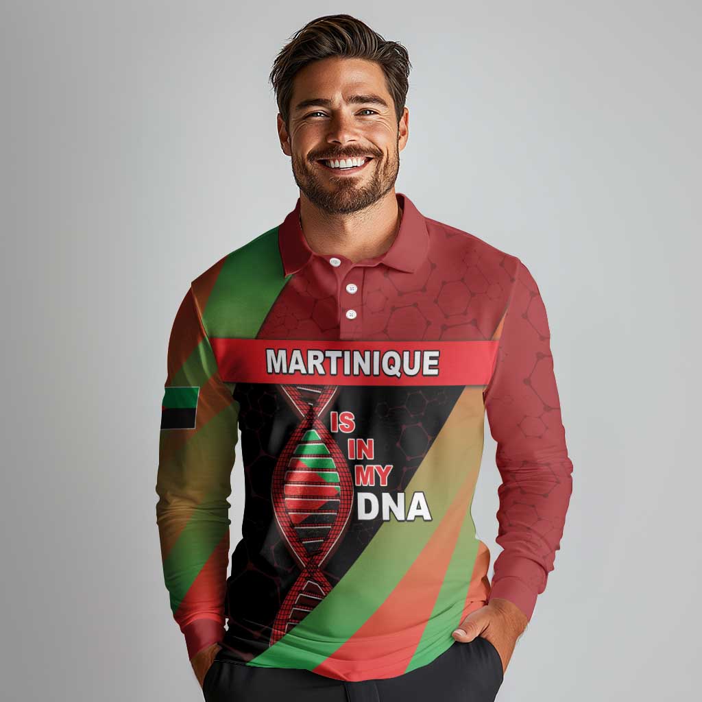Martinique Is In My DNA Long Sleeve Polo Shirt - Wonder Print Shop