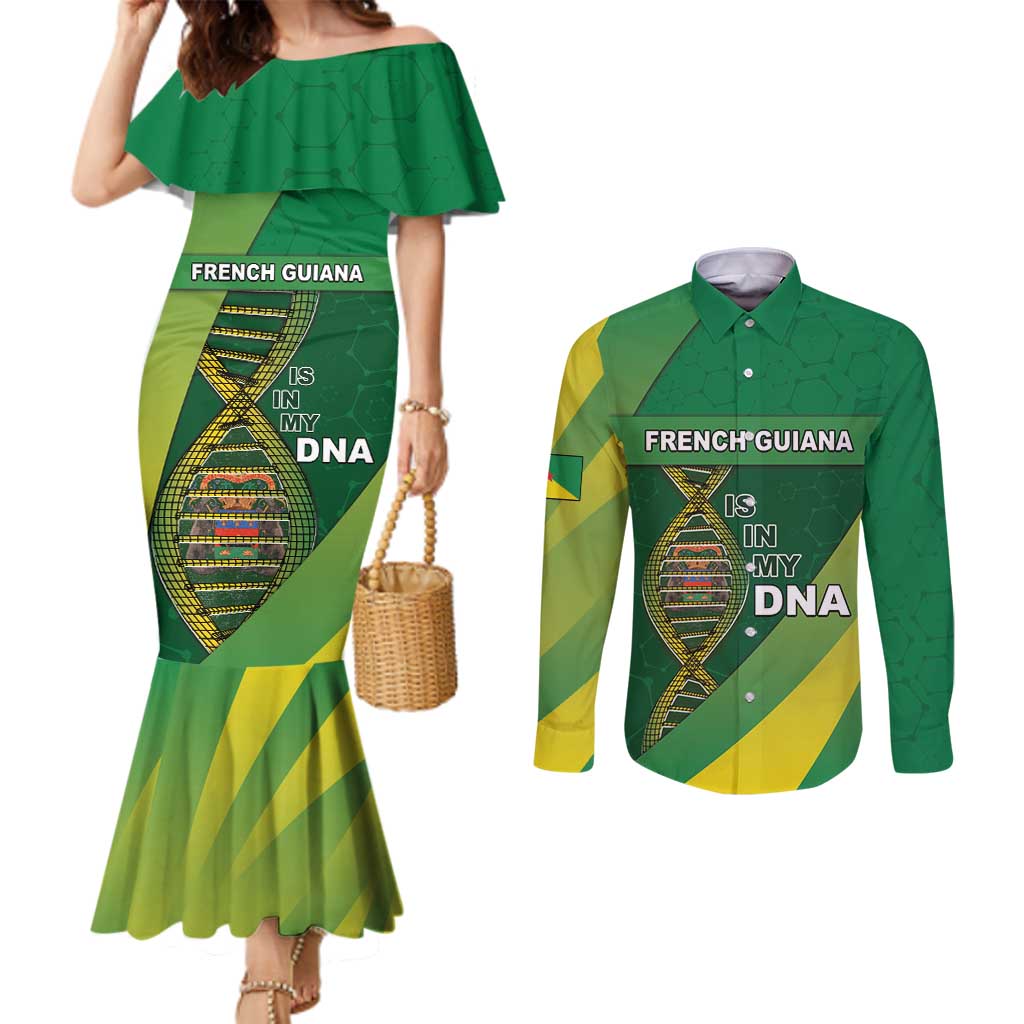 French Guiana Is In My DNA Couples Matching Mermaid Dress and Long Sleeve Button Shirt - Wonder Print Shop