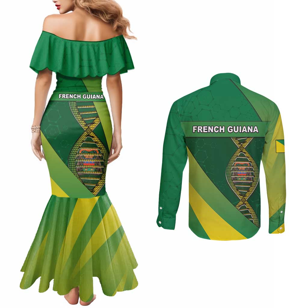 French Guiana Is In My DNA Couples Matching Mermaid Dress and Long Sleeve Button Shirt - Wonder Print Shop