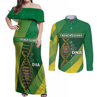 French Guiana Is In My DNA Couples Matching Off Shoulder Maxi Dress and Long Sleeve Button Shirt - Wonder Print Shop